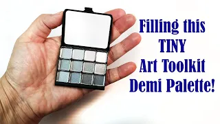 Art Toolkit's TINIEST Demi Palette! Filling it with Watercolours , Swatching and Cute Painting