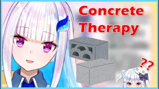 Lize relaxes by looking at concrete