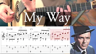 MY WAY - Frank Sinatra - Full Tutorial with TAB - Fingerstyle Guitar
