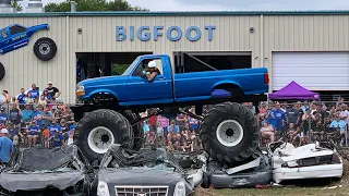 Old School Style Monster Trucks Crushing Cars Part 1 ( Bigfoot Open House 2023 )