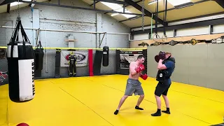 My brother training