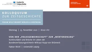 Von der „Volksgemeinschaft“ zur „Wertordnung“  (Kolloquium zur Zeitgeschichte)