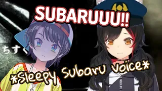 Scared Mio wakes up sleepy Subaru to help in a horror game