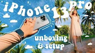 IPHONE 13 PRO UNBOXING & SETUP 💙☁️ camera test, cinematic mode + more!  ☀️