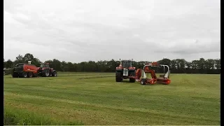 Balen persen en wikkelen Pressing and wrapping square bales  Volkerink Heino  MF, Kuhn