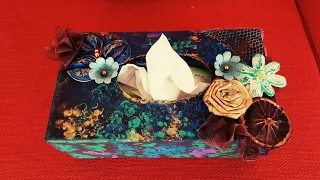 DIY Craft: Recycled Cardboard Tissue Box/ Mixed Media Art