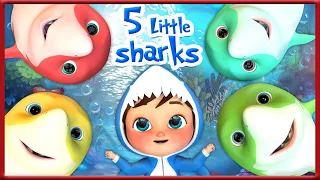 пять маленьких акул | Развивающие мультфильмы | Детские стишки | Banana Cartoon Preschool