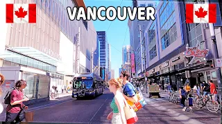 🇨🇦 【4K】☀️  Downtown Vancouver BC, Canada.  Sunny Day. Relaxing Walk.  August  2023.