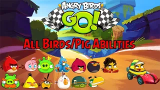 Angry Birds Go - All Birds/Pigs Abilities (With Ayrton Senna Bird) 1080P 60 FPS