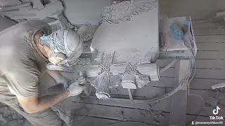 крест с розами продолжение... резка памятника.резка гранита.stone carving.