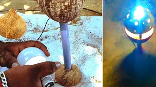 lamp stand in coconut shell craft making