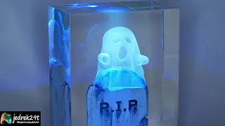 3D GHOST Hologram from Clear Epoxy / Halloween lamp / RESIN ART