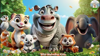 Happy animal moment: Hippo, Koalar, Squirrel, Wolf, Sparrow- Animals sound