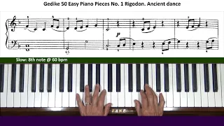 Gedike 50 Easy Piano Pieces 1. Rigodon Ancient dance Tutorial