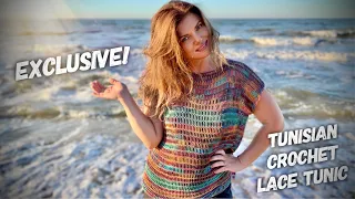 ВЯЖЕМ: ПРОСТО И БЫСТРО:  ТУНИССКИМ КРЮЧКОМ - ЭКСКЛЮЗИВНАЯ ТУНИКА💥 / TUNISIAN CROCHET LACE TUNIC