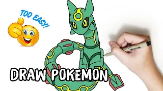 How To Draw Chibi Cute Legendary Pokemon Rayquaza Rekkūza Step by Step | Sky High Pokémon