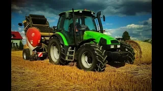 Żniwa 2019 prasowanie i zwożenie słomy Deutz-Farhr AGROTRON 90 MK3  prasa Lely-Welyger i Renault