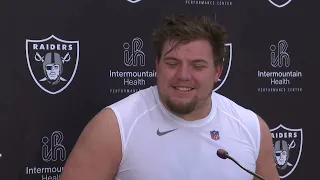 Raiders rookie OL Jackson Powers Johnson first day of Rookie Camp 2024. May 10, 2024