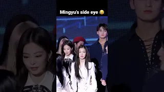 Mingyu Eye Contact Irene and Jennie 😂 #irene #jennie #mingyu