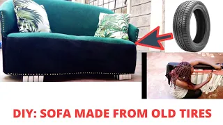 recycling car tire ideas/ recycled tire/ transforming old tires to this cool sofa