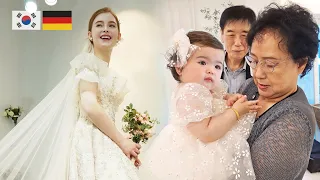 SUB) Wearing my first wedding dress at our daughters first korean birthday.