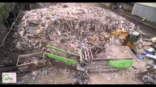 Mobile Shredder- shredding MSW waste. EMS Waste Recycle.