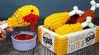 I Built A Lego Texas Fried Chicken in Real Life ASMR - LEGO Fast Food - Stop Motion Cooking