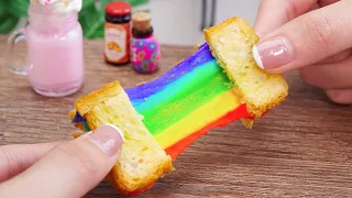 DIY Miniature Rainbow Cheese Sandwich Recipe | ASMR Cooking Mini Food