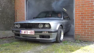 BMW E30 325i Burnout in my Garage!! [3.91 LSD]