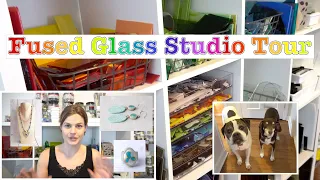 Fused Glass Studio Tour | Glass Supplies, Cutting Workspace | Home Art Studio