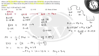 When a ( 20 mathrm{~mL} ) of ( 0.08 mathrm{M} ) weak base ( ...