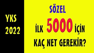 sözel ilk 5000 için kaç net gerekir yks 2022 / sözel 5k netleri