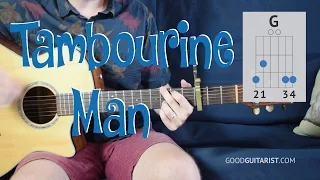 "Tambourine Man" Easy Guitar Tutorial - 3 Chord Song w/ Strumming & TABs