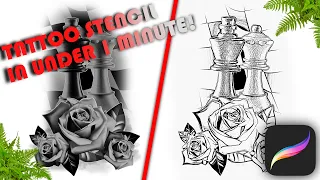 How to make a TATTOO STENCIL in UNDER 1 MINUTE | Procreate TUTORIAL