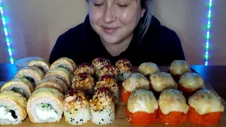 РОЛЛЫ СУШИ НОВИНКА ПОДПАЛЕННЫЙ ЛОСОСЬ СЫР АСМР МУКБАНГ| SUSHI ROLLS SALMON CHEESE MUKBANG ASMR  먹방