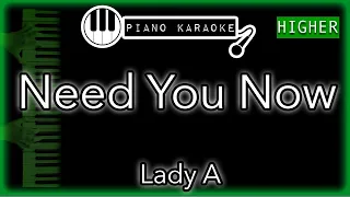 Need You Now (HIGHER +3) - Lady A - Piano Karaoke Instrumental