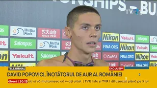 David Popovici, primele declaraţii după aurul de la 100 m liber de la CM de Înot (@TVR1)