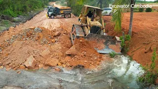 (Part 4) Special Skills Driver Bulldozer Working Moving Dirt Build Foundation New Road Connecting