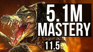 RENEKTON vs AATROX (TOP) | 5.1M mastery, 8/0/4, 500+ games, Legendary | KR Master | v11.5