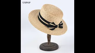 Шляпа uspop женская соломенная с бантом, пляжная панама плоским верхом, лето 2020 с Aliexpress