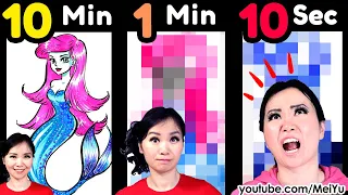 10 Minute 1 Minute 10 Second ART CHALLENGE | New REAL TIME Marker Speed Drawing | Mei Yu Fun2draw