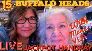 🛑LIVE❗️15 HEADS ON WONDER 4 BOOST GOLD BUFFALO ❗️JACKPOT HANDPAY WITH  MAMA VLR @Palms Casino