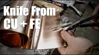 Forging My First "Cu Mai": Copper / Damascus Pattern Welded Drop Point Skinner Blacksmithing