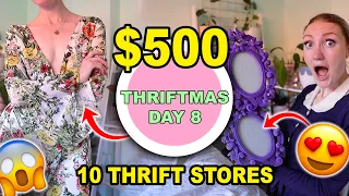 $500 THRIFT STORE HAUL | I WENT TO 10 THRIFT STORES IN 1 DAY!!! THRIFTMAS DAY 8