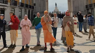 Nagar Sankirtan Lisboa || Hari Naam Kirtan On Street Portugal LISBON | Trivikrama Swami Maharaj