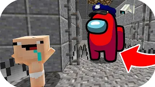 ¡BEBE NOOB ESCAPA DE LA PRISION DEL IMPOSTOR DE AMONG US | ESCAPA DE LA CARCEL EN MINECRAFT TROLL