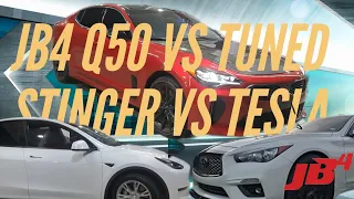 JB4 Q50 vs Tuned Kia Stinger vs Tesla