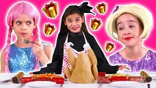 PRINCESS CHRISTMAS LUNCH 🦃 Malice Cooking Pranks + Gifts! - Princesses In Real Life | Kiddyzuzaa