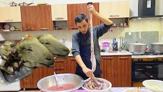 Lamb Heads A delicacy of the Uzbek | Uzbek National Food | Homemade Sausage