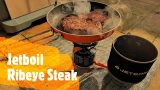 Ribeye Steak on Jetboil Summit Skillet with Jetboil MiniMo - Camping Stove Meals